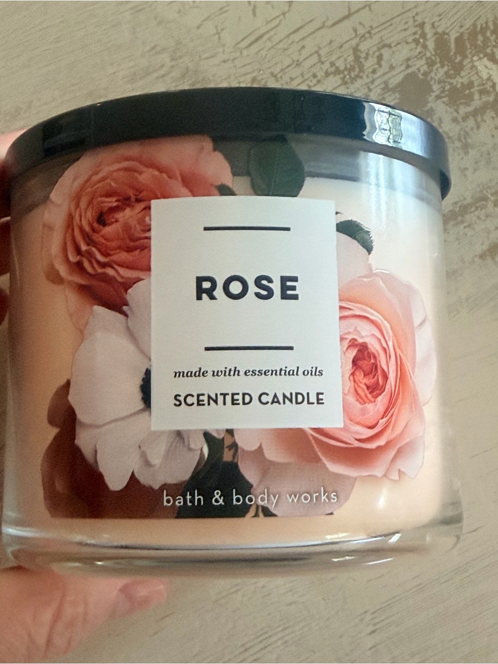 Bath & Body Works Rose Scented 3-Wick Candle - Pink- NEW